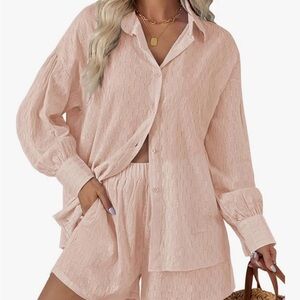 Women's Pink Button-Down Shirt - Lightweight Relaxed Fit
